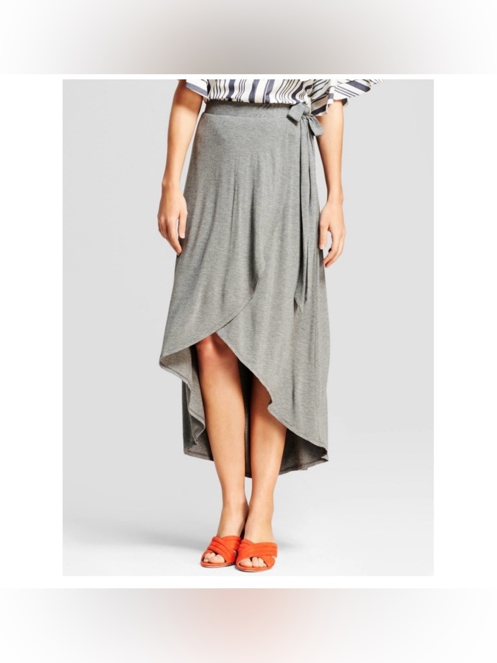 A New Day Midi High-Low Wrap Skirt Heather Gray